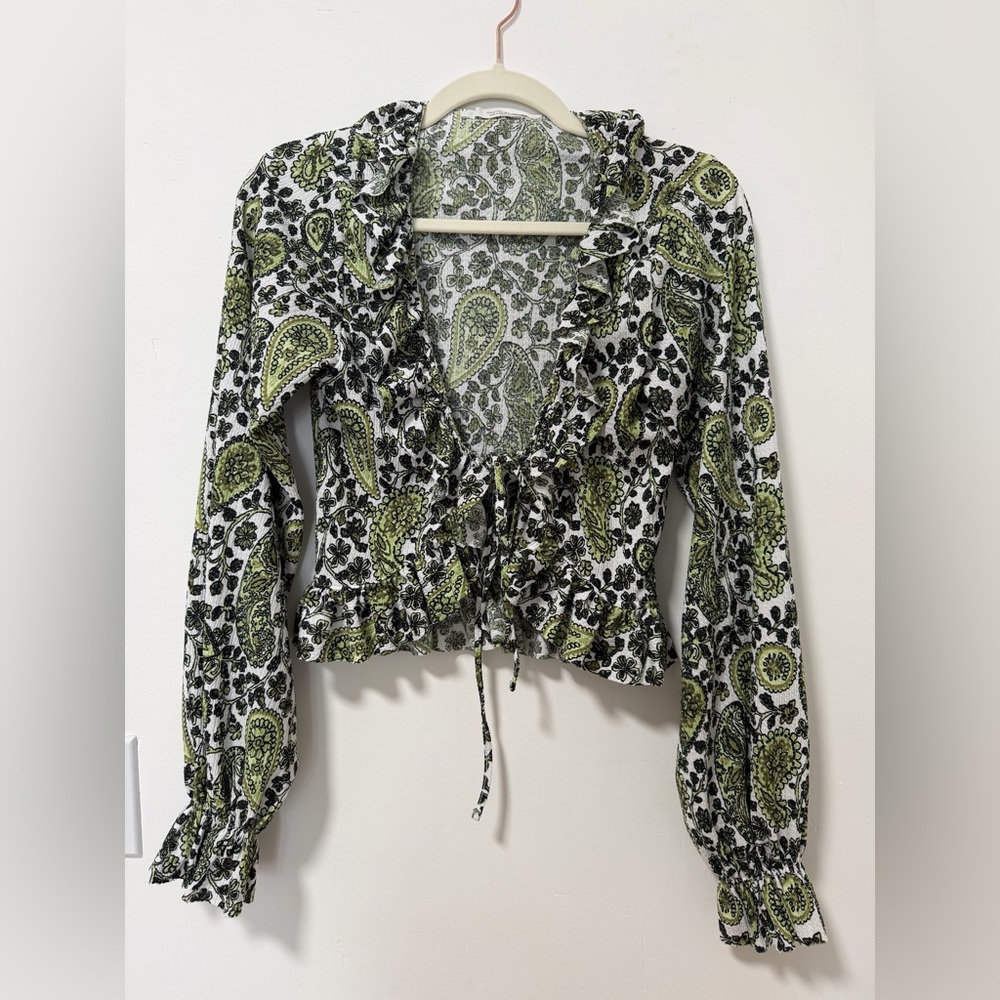 Zara Ruffled V-neck top